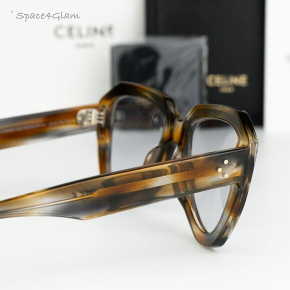 NEW Celine CL40046U 55A Shiny Havana Smoke Photochromatic Women Round Sunglasses - Picture 5 of 8